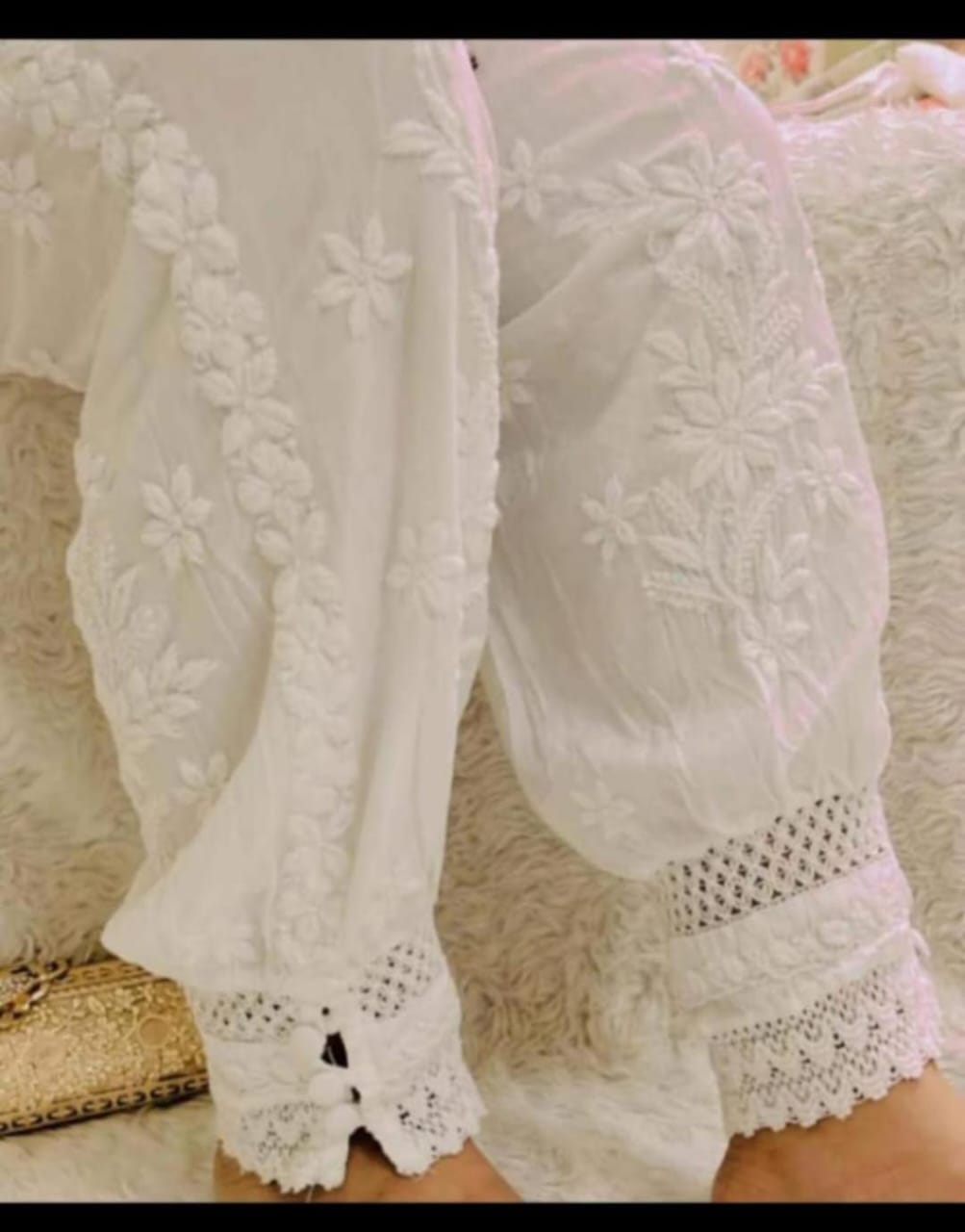 Handmade Chikan work Afghani Pant