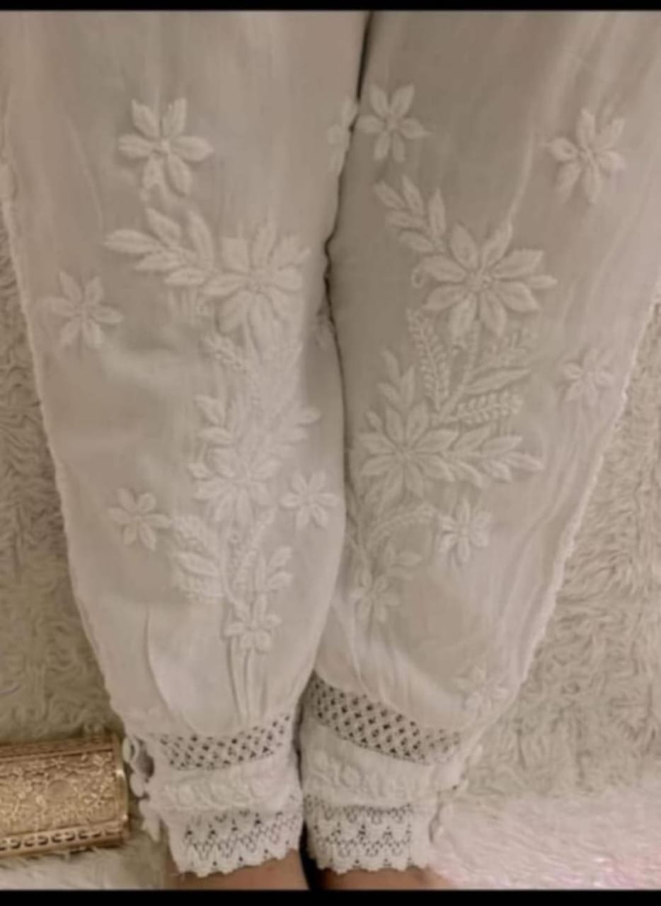 Handmade Chikan work Afghani Pant