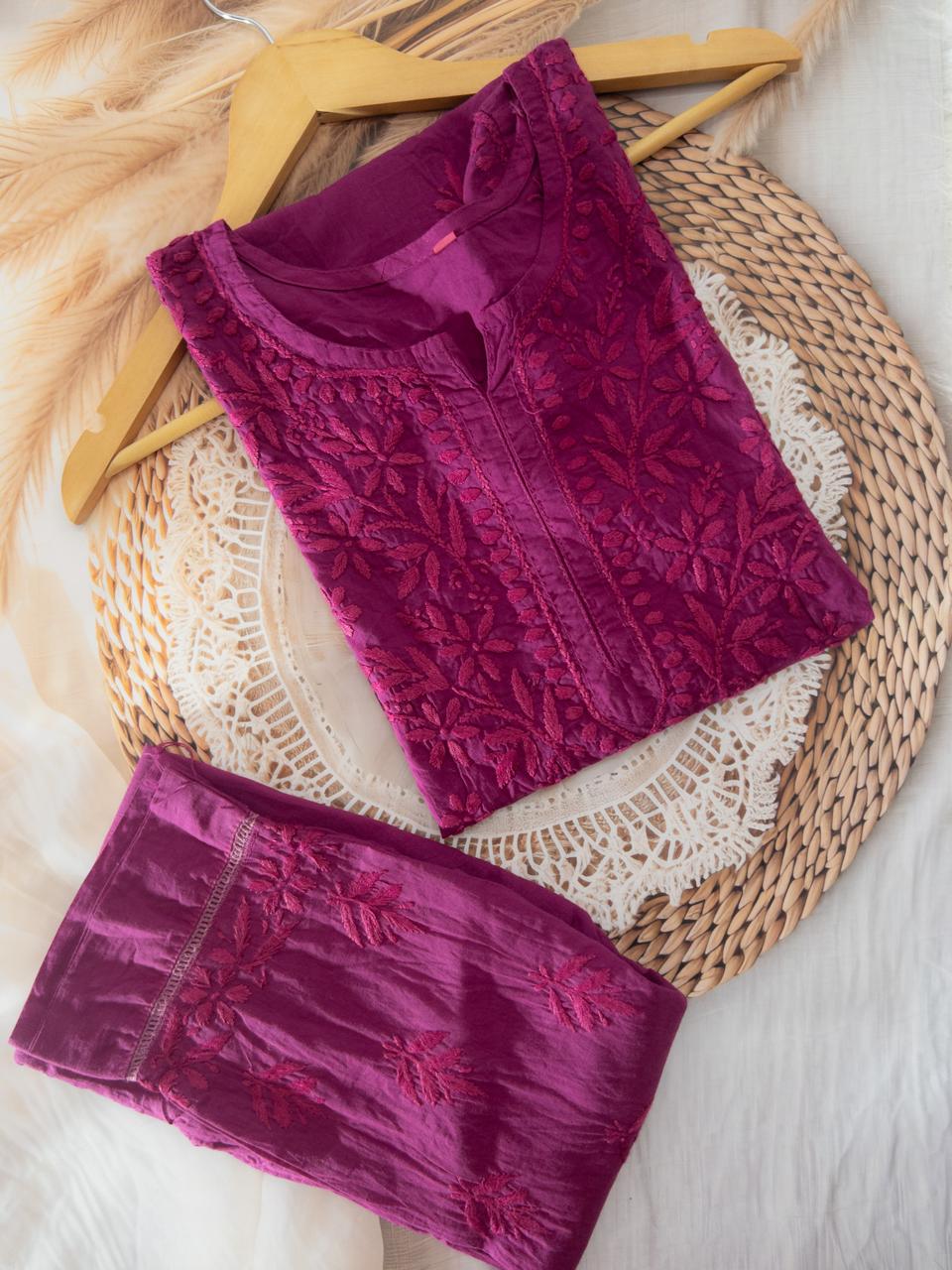 Chikankari Mul Mul Cotton Kurti Set