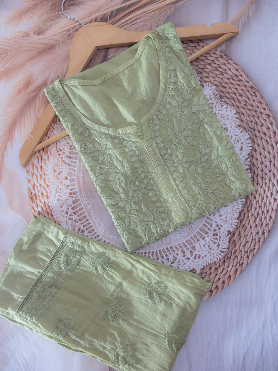 Chikankari Mul Mul Cotton Kurti Set