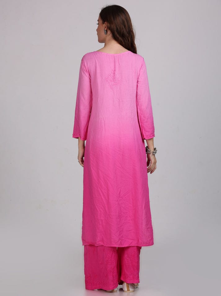 Rayon Kurti Palazzo Set with Chikan Embroidery