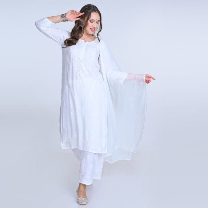 Rayon Kurti Palazzo Set with Chikan Embroidery