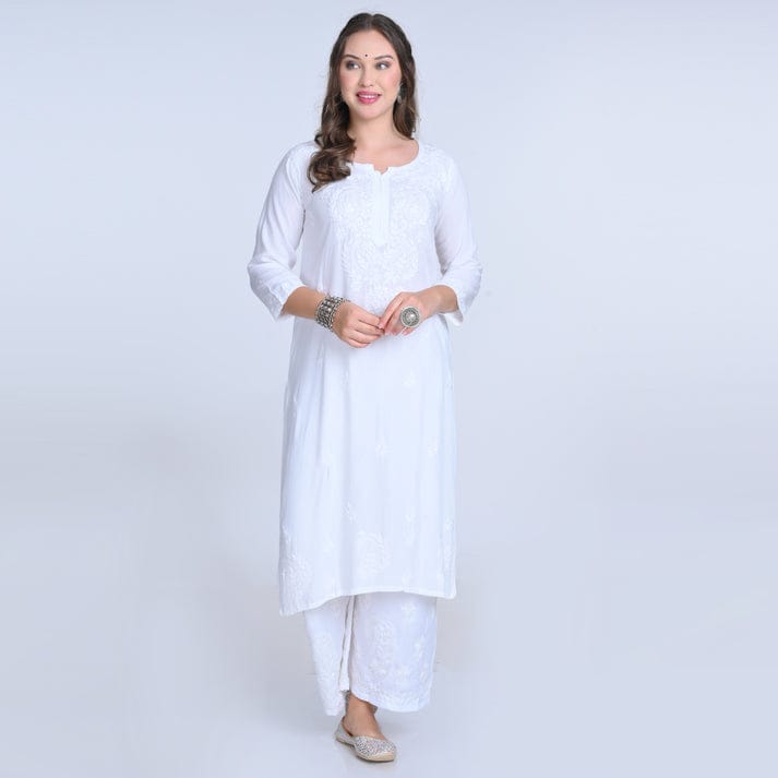 Rayon Kurti Palazzo Set with Chikan Embroidery