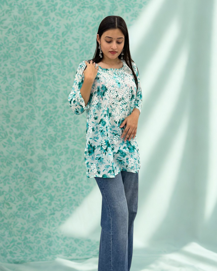 Elegant Handcrafted Chikankari Short Kurti