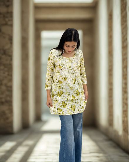Elegant Handcrafted Chikankari Short Kurti