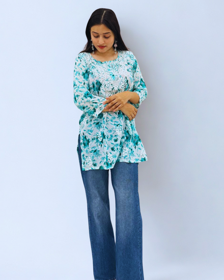 Elegant Handcrafted Chikankari Short Kurti