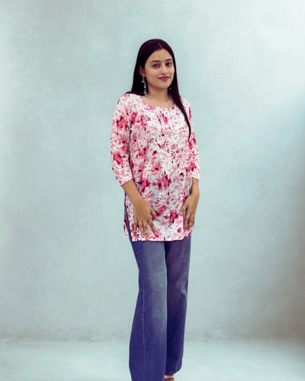 Elegant Handcrafted Chikankari Short Kurti