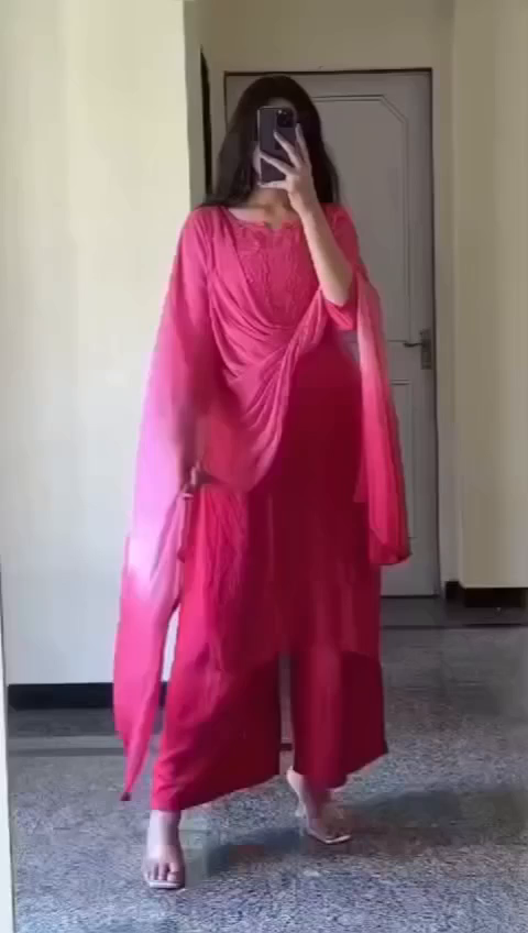 Rayon Kurti Palazzo Set with Chikan Embroidery
