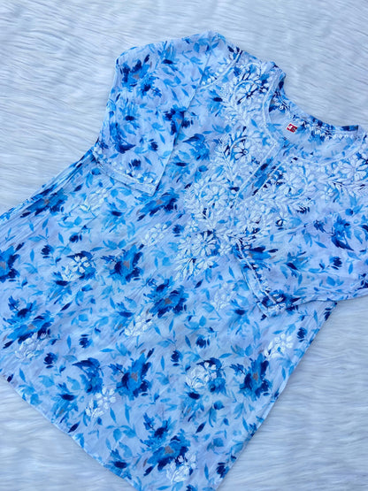 Elegant Handcrafted Chikankari Short Kurti