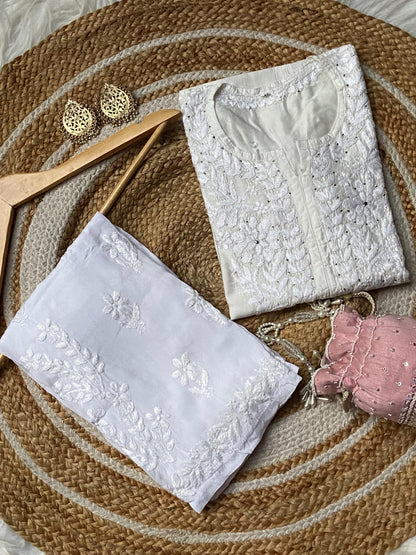 Dyed Chanderi Kurti with Silver Mukaish Embellishment