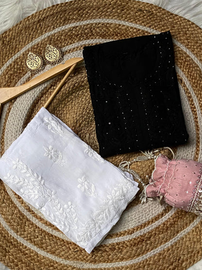 Dyed Chanderi Kurti with Silver Mukaish Embellishment