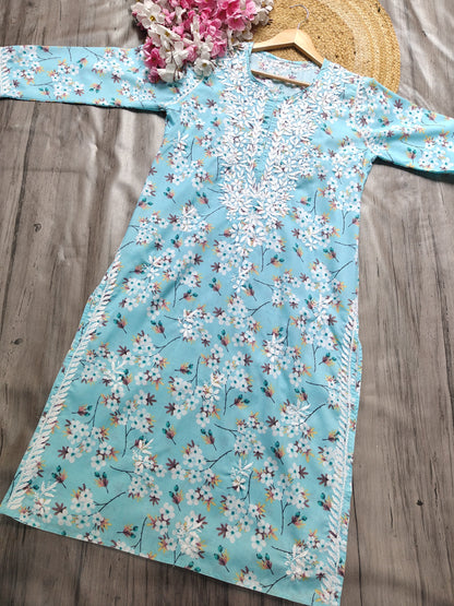 Mul Mul Cotton Kurti with Chikankari Embroidery