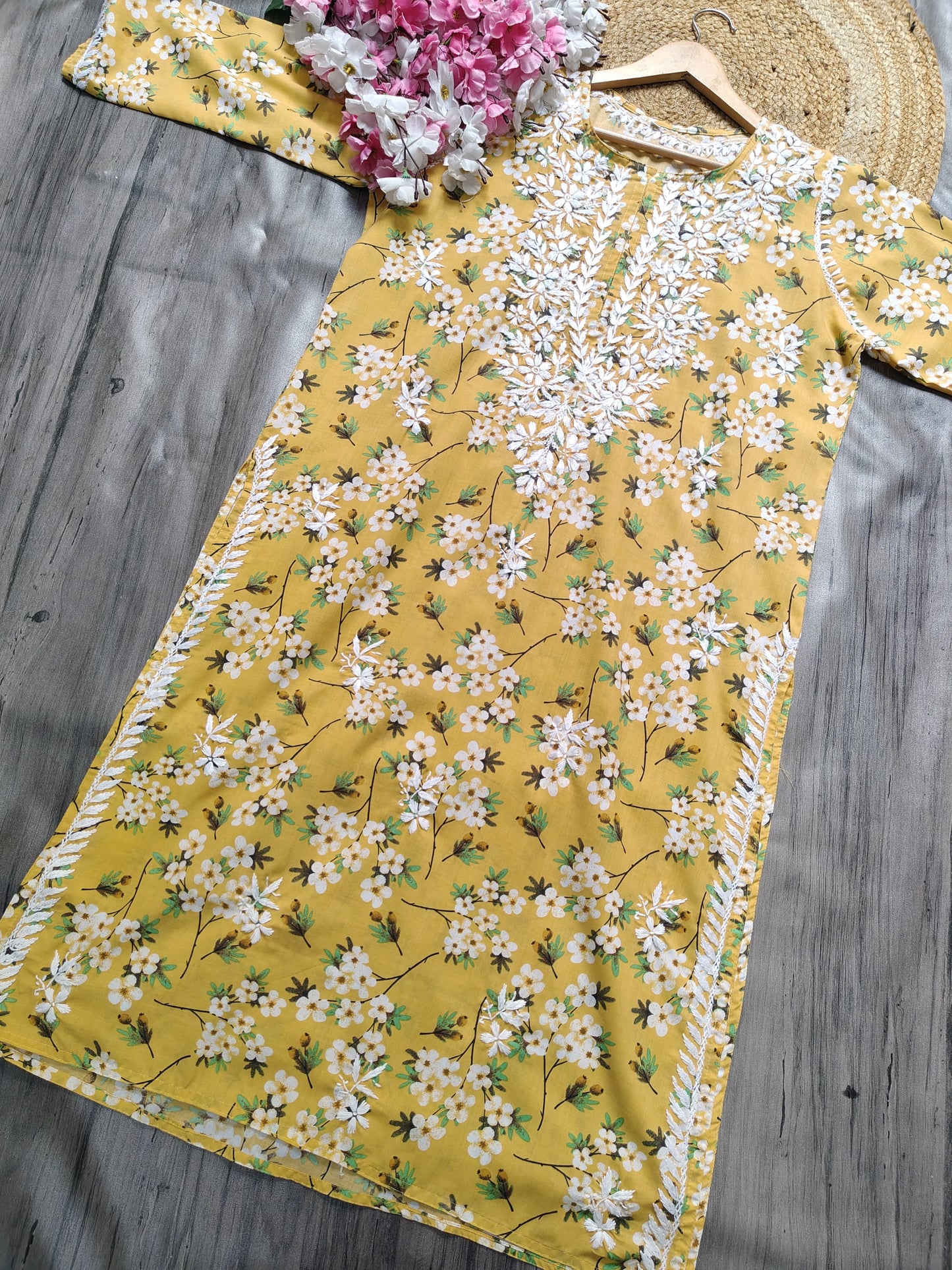 Mul Mul Cotton Kurti with Chikankari Embroidery