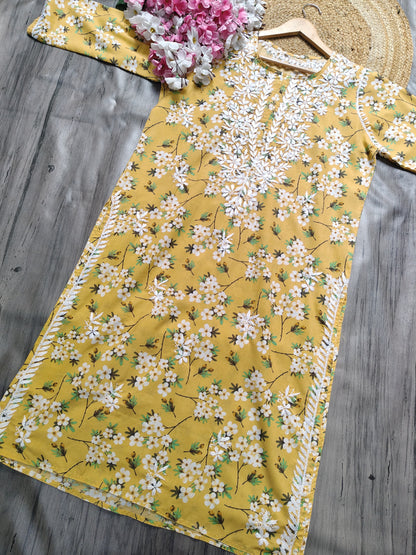 Mul Mul Cotton Kurti with Chikankari Embroidery