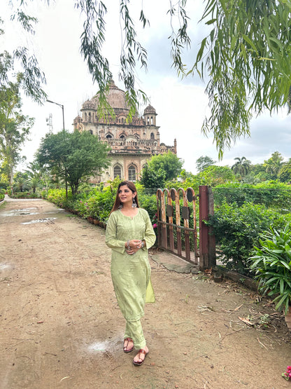 Chikankari Mul Mul Cotton Kurti Set