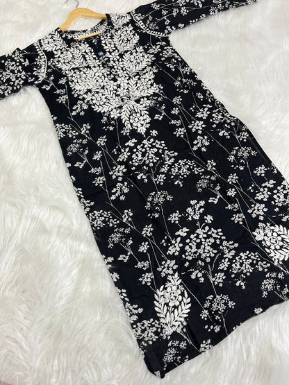 Cotton Kurti with Chikankari Embroidery