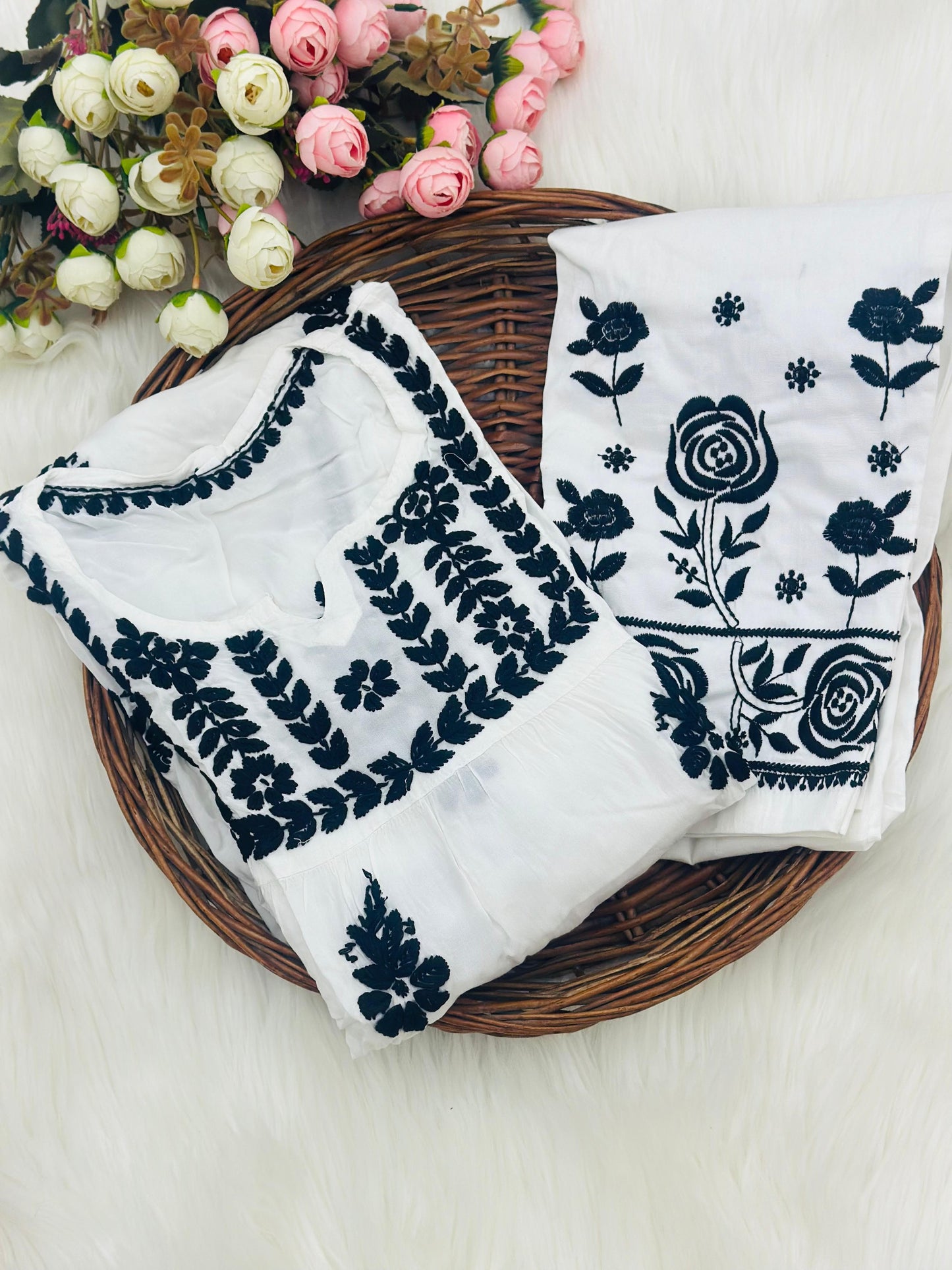 Modal Set with Chikankari Embroidery