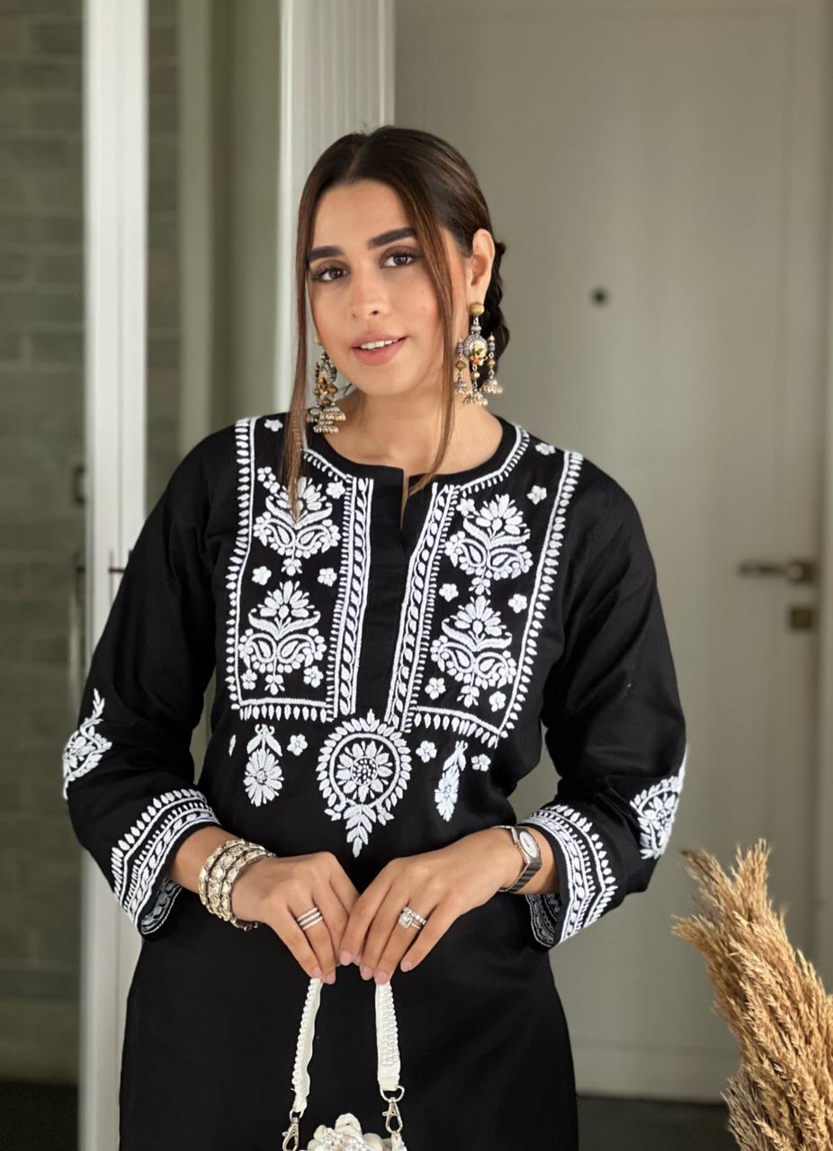 Cotton Kurti Black Palazzo Set