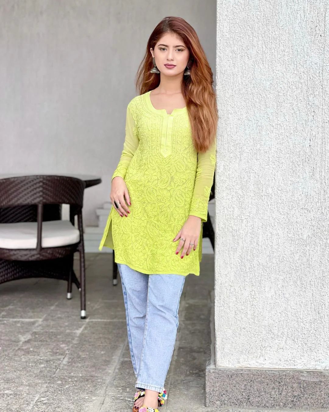 Viscouse Resham Short Jaal Kurti