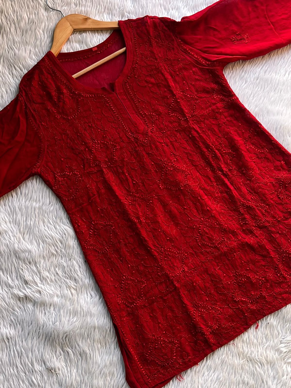Viscouse Resham Short Jaal Kurti
