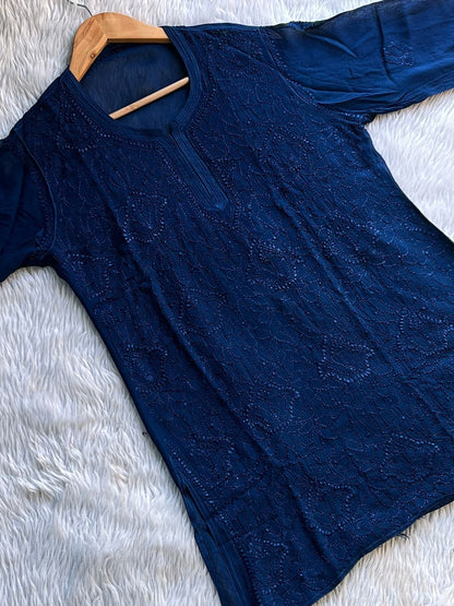 Viscouse Resham Short Jaal Kurti