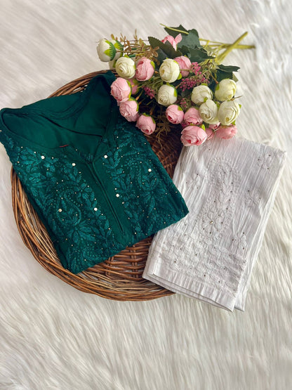 Elegant Rayon Mukaish Kurti Set
