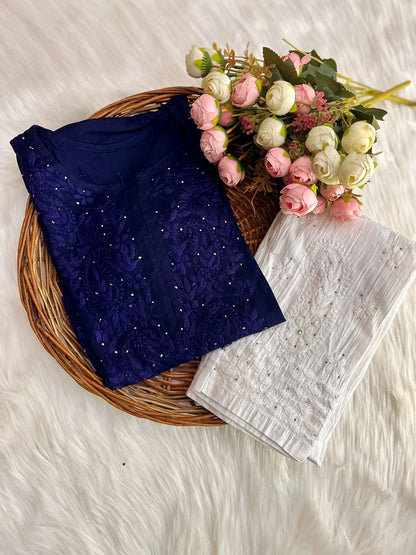 Elegant Rayon Mukaish Kurti Set