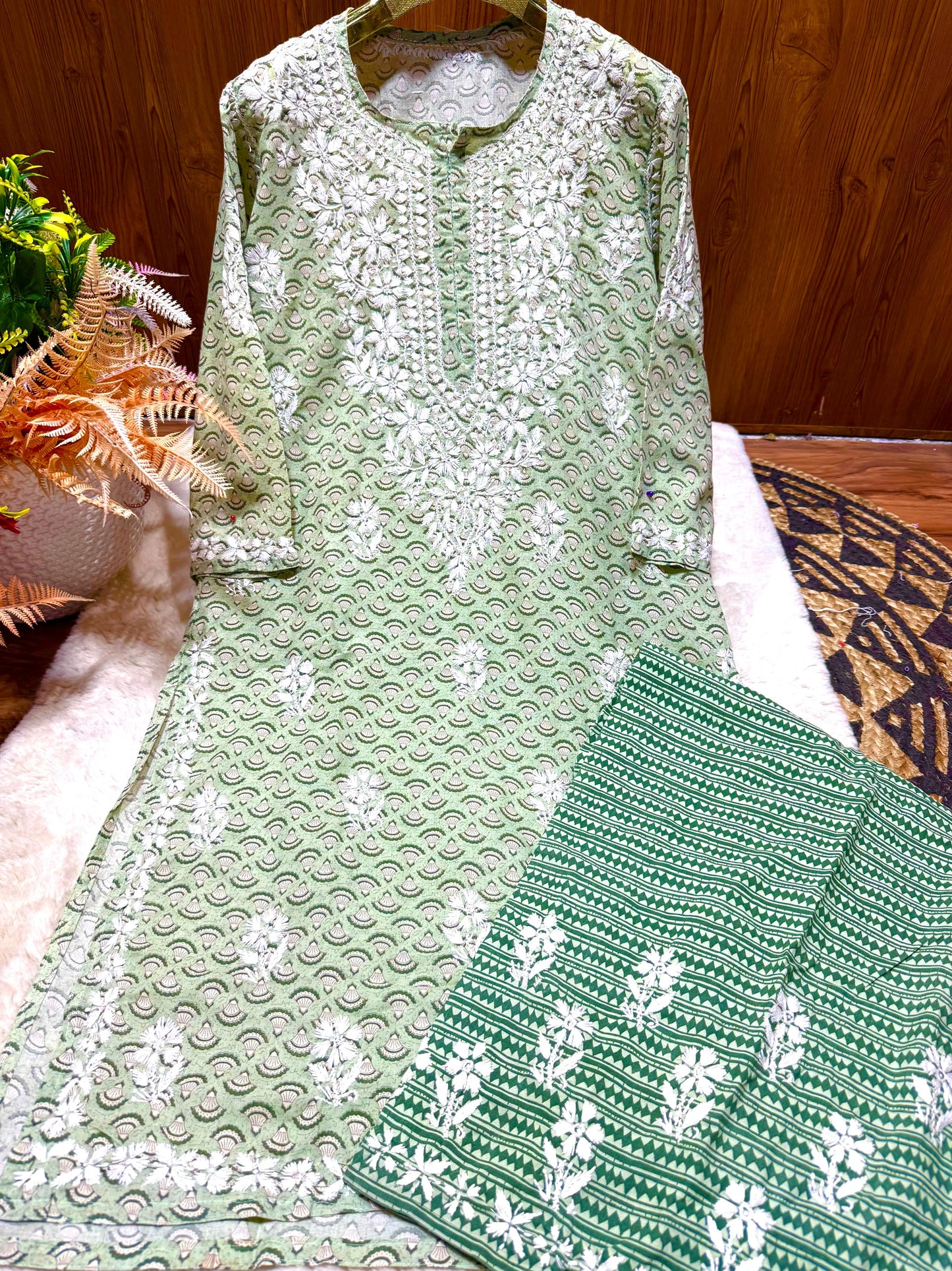 Mul Mul Chikankari Palazzo Set