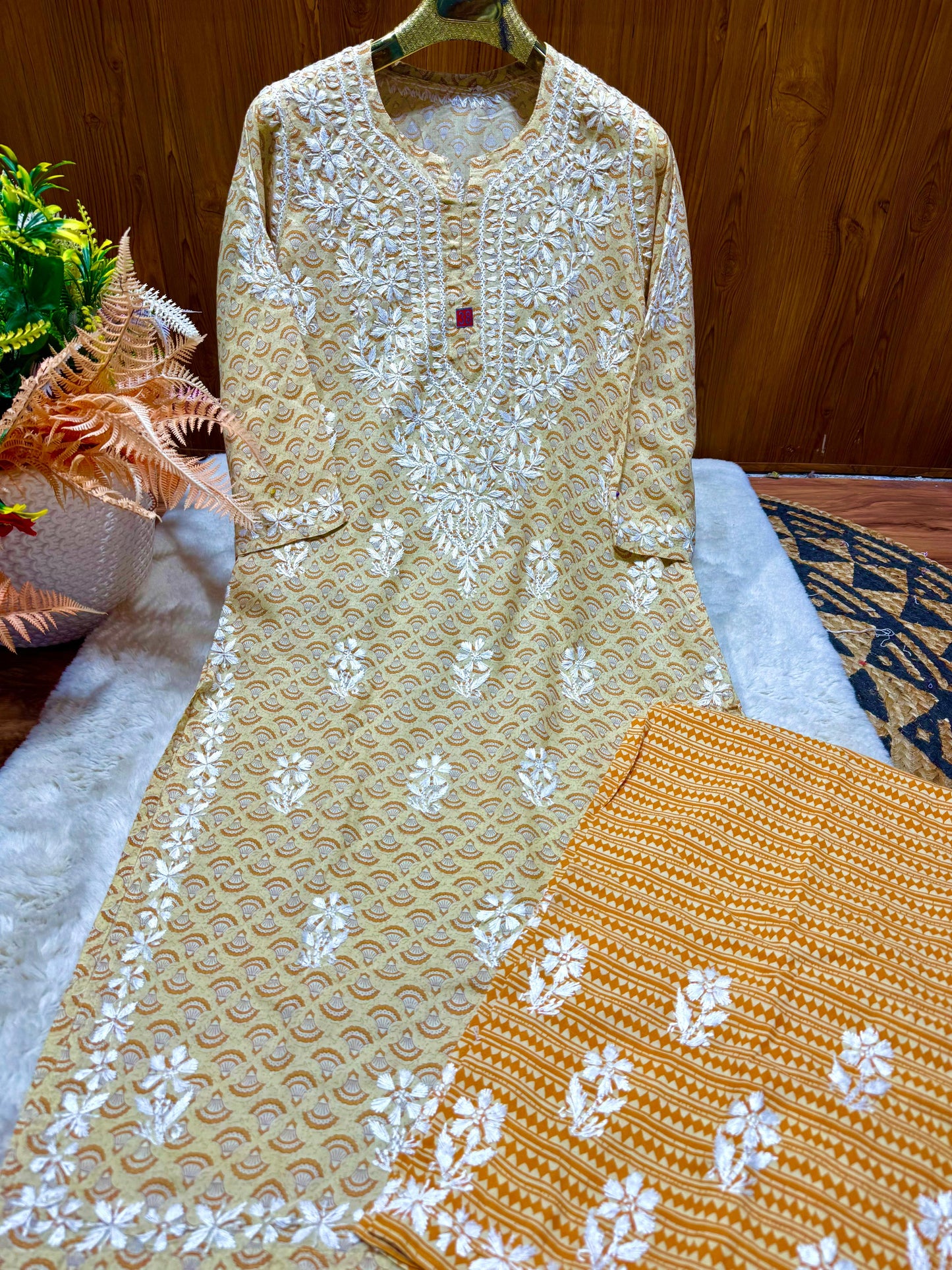 Mul Mul Chikankari Palazzo Set