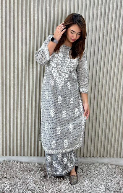 Mul Mul Chikankari Palazzo Set