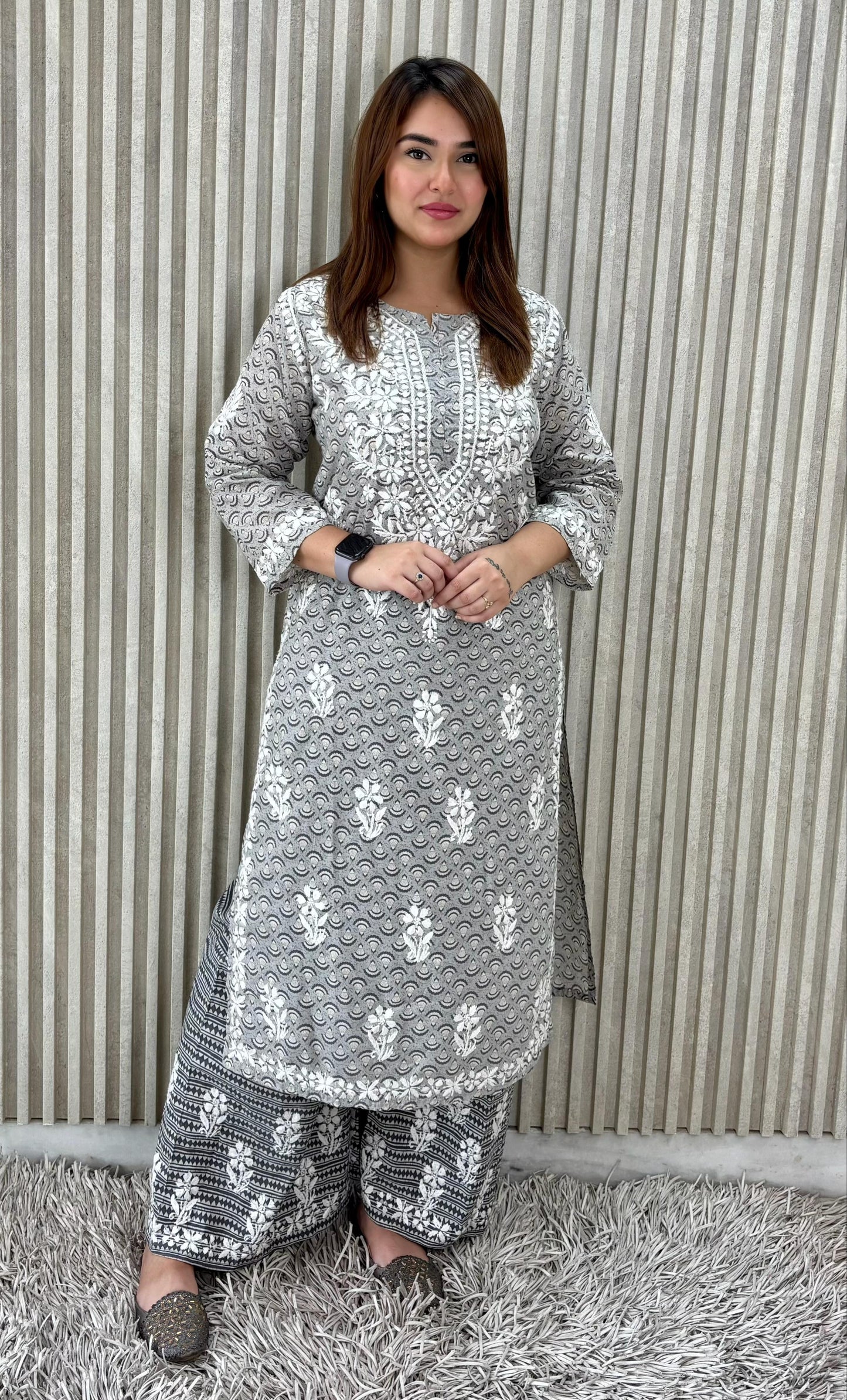 Mul Mul Chikankari Palazzo Set
