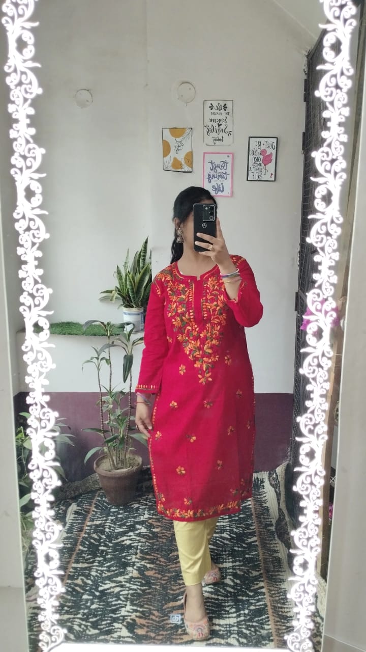 Handcrafted Chikankari Cotton Kurti