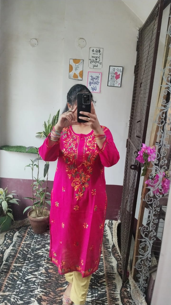 Handcrafted Chikankari Cotton Kurti