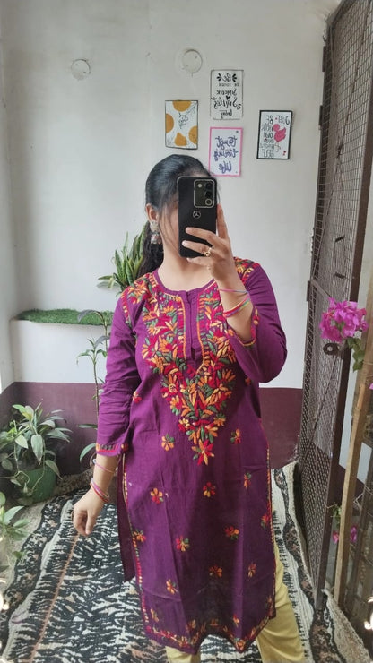 Handcrafted Chikankari Cotton Kurti
