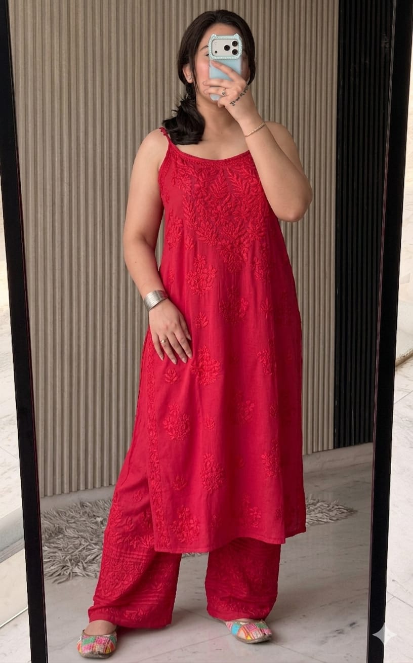 Noodle Strip Kurti Plazo set.