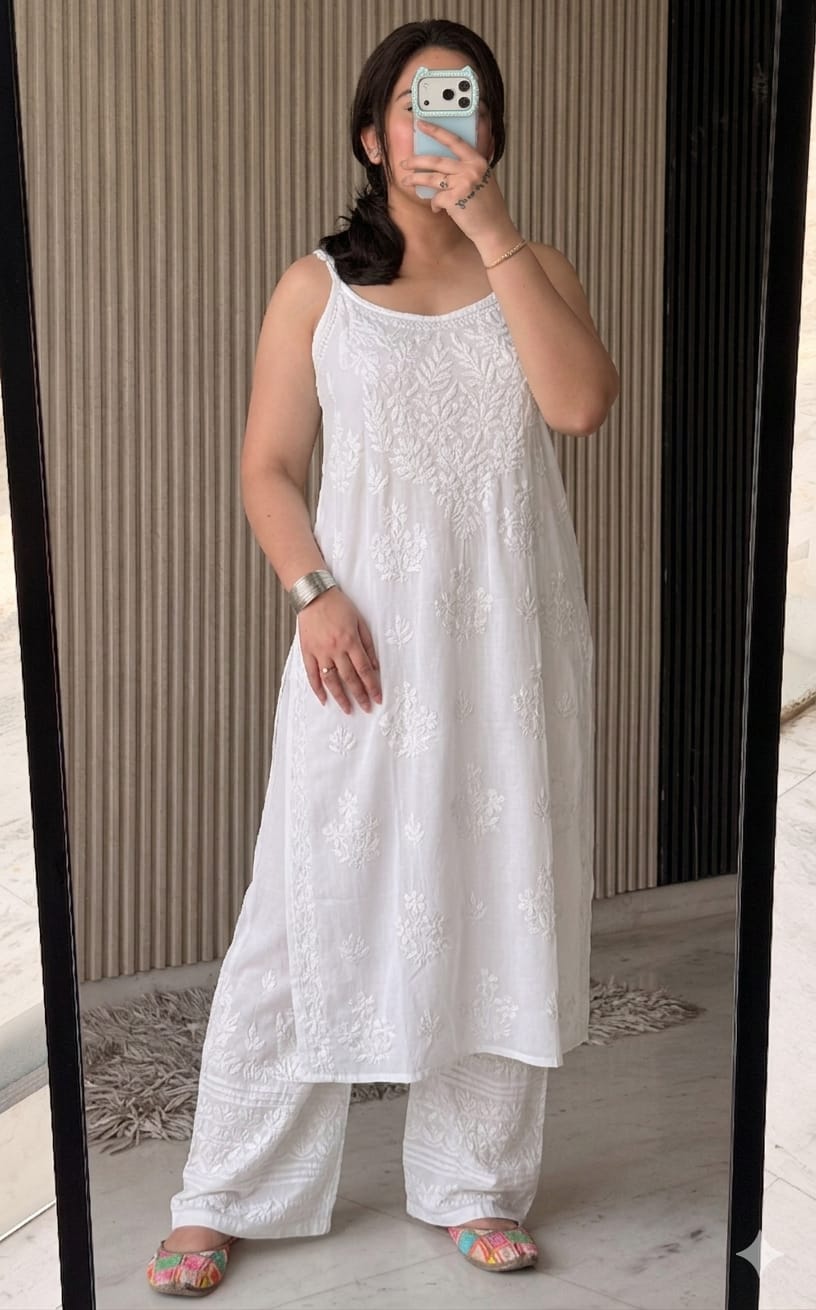 Noodle Strip Kurti Plazo set.