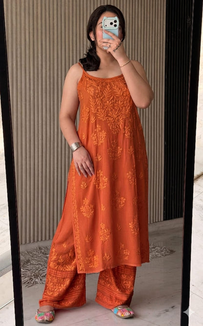 Noodle Strip Kurti Plazo set.