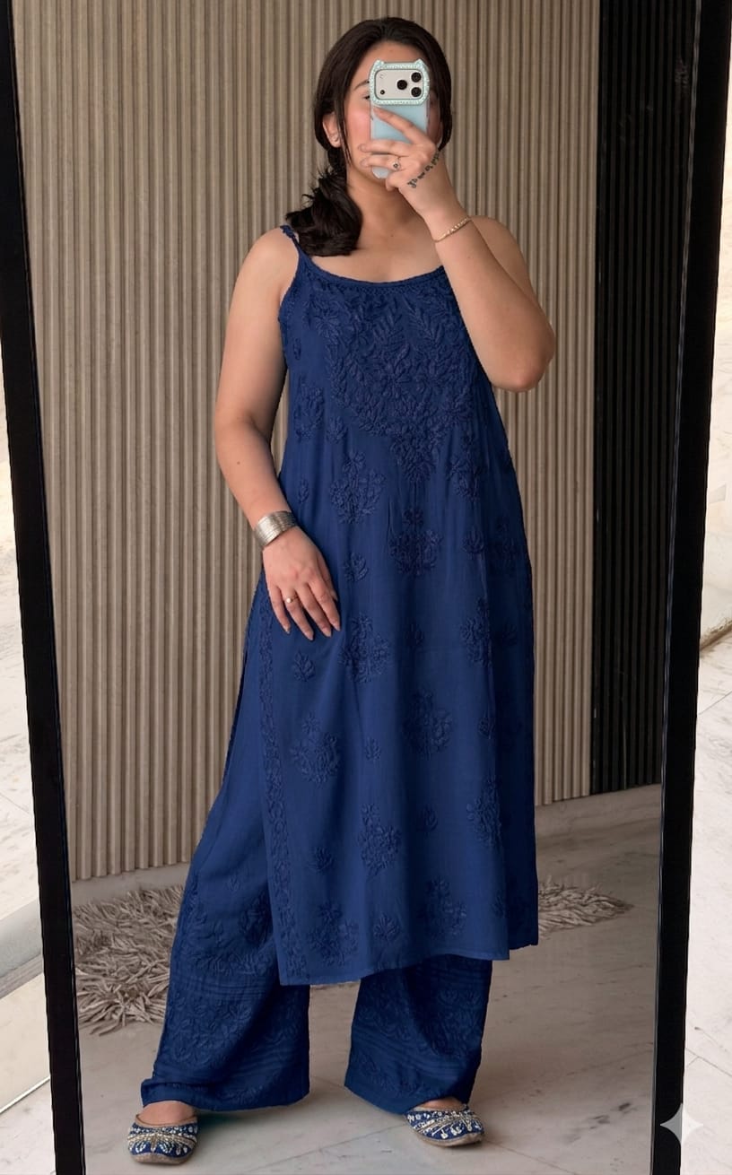 Noodle Strip Kurti Plazo set.