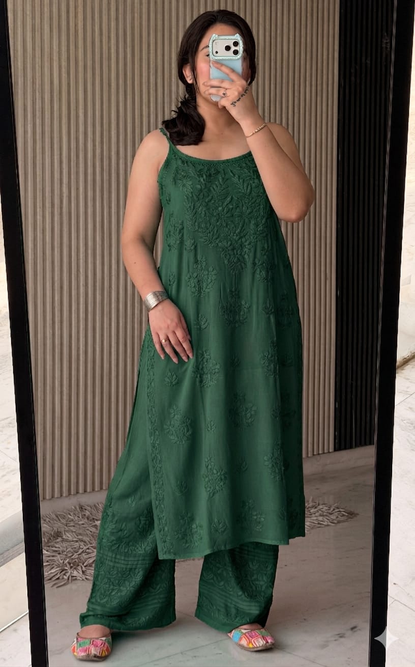 Noodle Strip Kurti Plazo set.