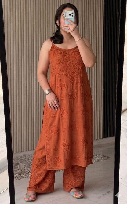 Noodle Strip Kurti Plazo set.