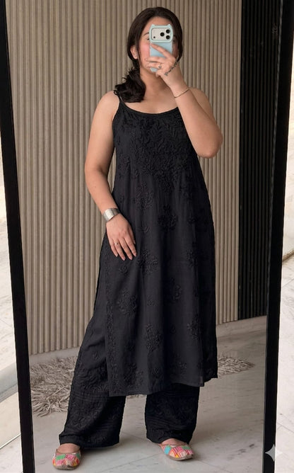 Noodle Strip Kurti Plazo set.