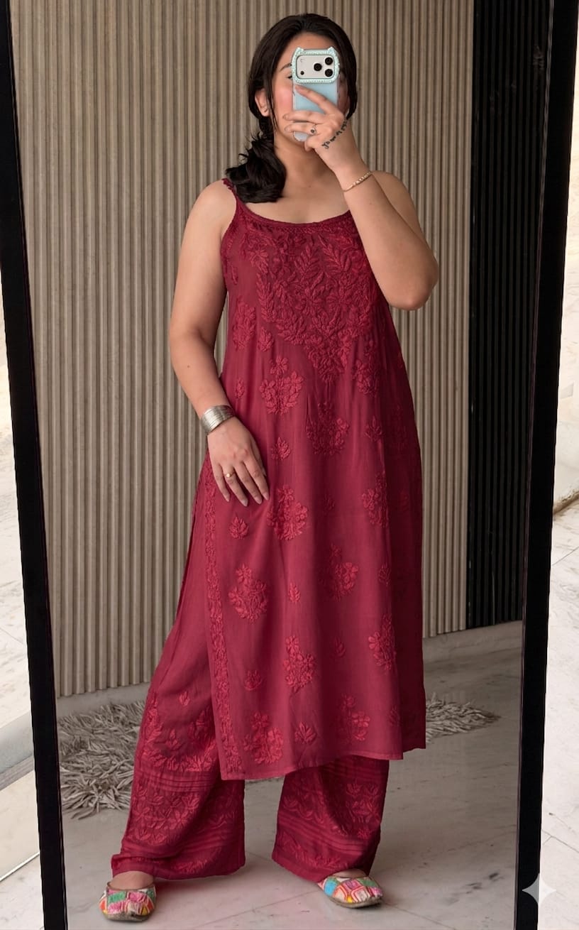 Noodle Strip Kurti Plazo set.