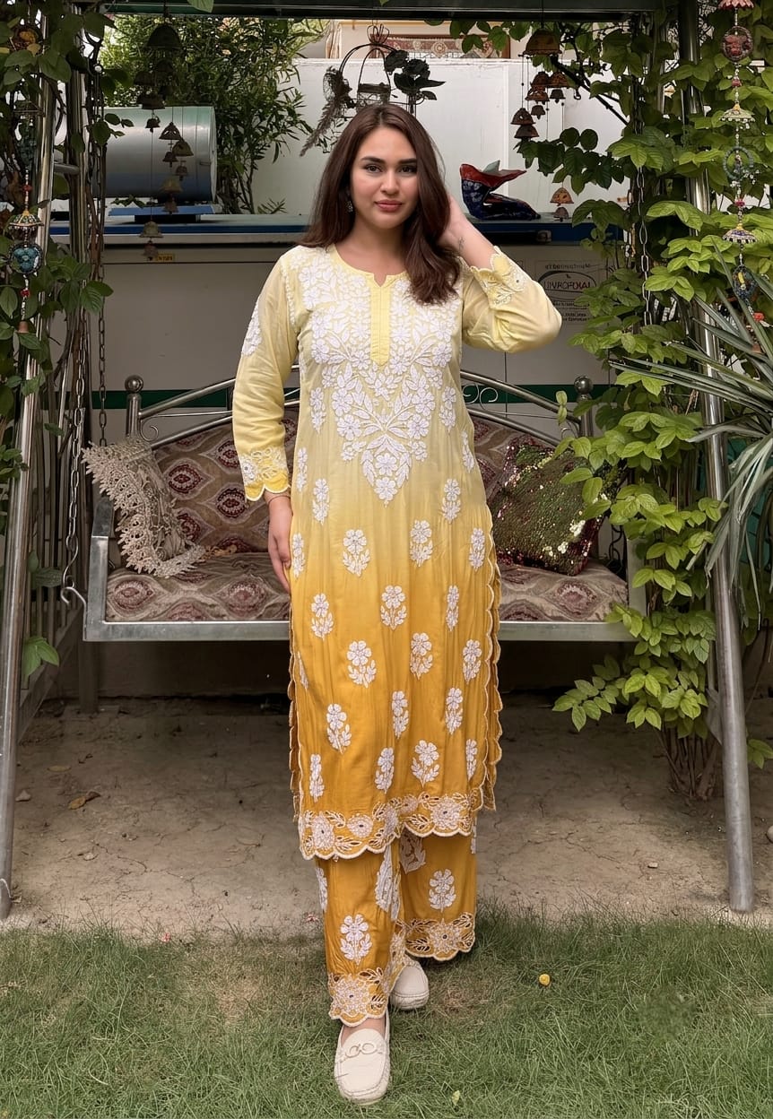 Muslin Kurti Plazo set