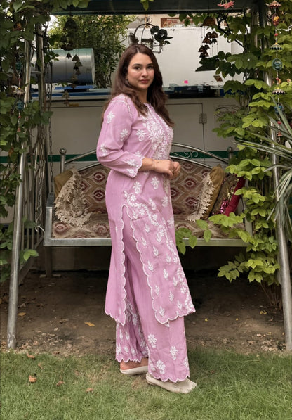 Roman Silk Cutwork Plazo Set
