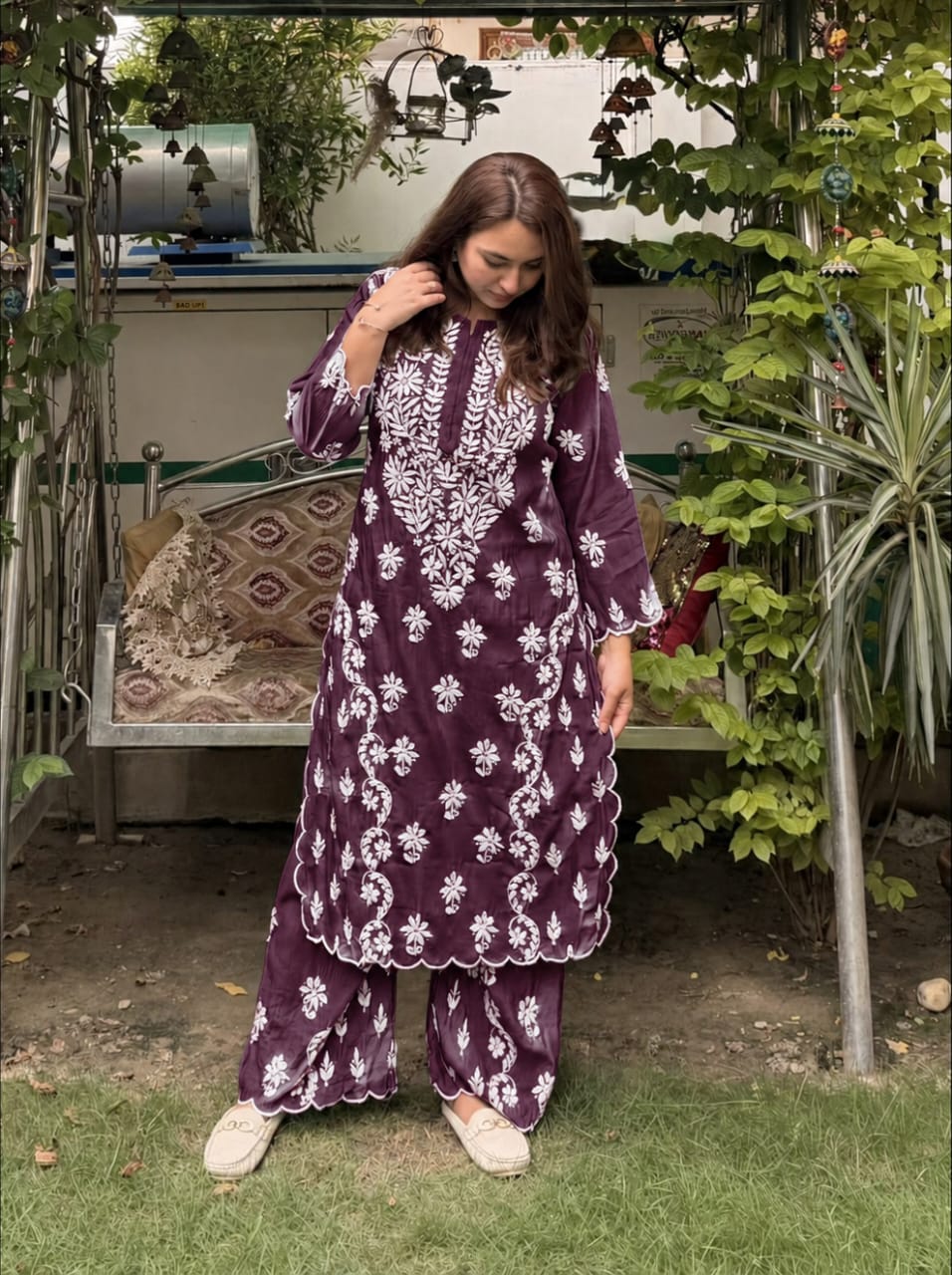 Roman Silk Cutwork Plazo Set