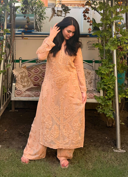 Kurti Plazo Set With Chiffon Dupatta