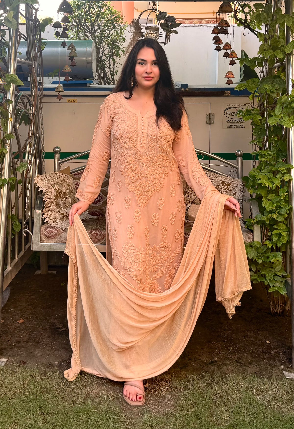 Kurti Plazo Set With Chiffon Dupatta