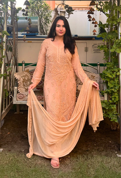 Kurti Plazo Set With Chiffon Dupatta