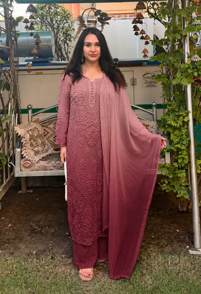 Kurti Plazo Set With Chiffon Dupatta