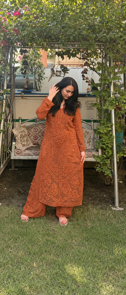 Kurti Plazo Set With Chiffon Dupatta
